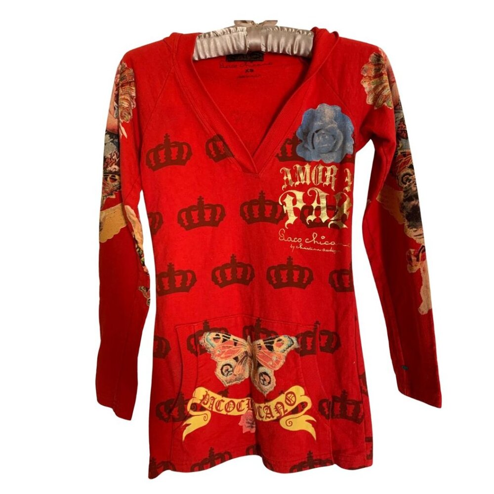 Paco Chicano by Christian Audigier Cotton Hoodie Y2K Pullover XS